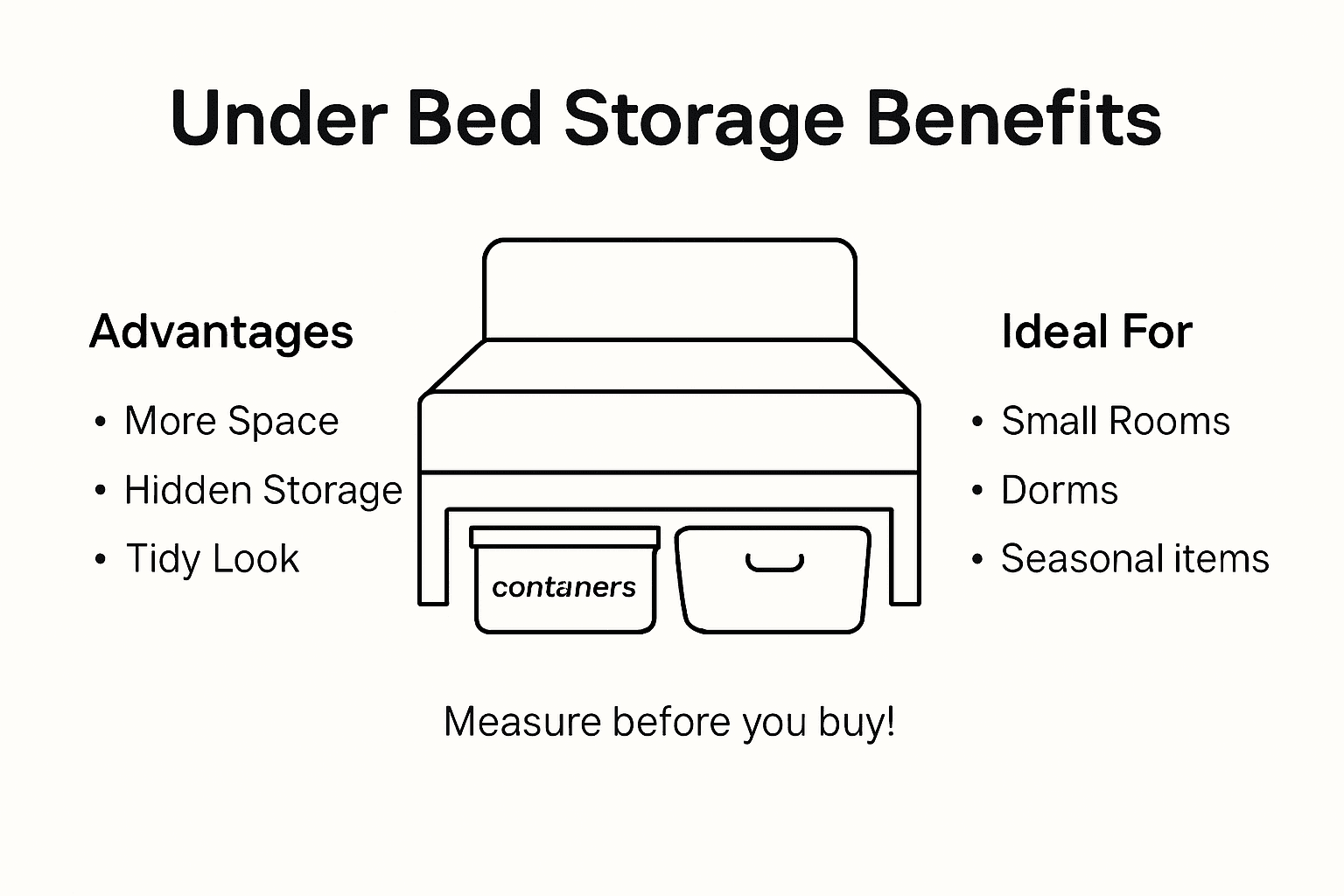Infographic showing under bed storage container benefits
