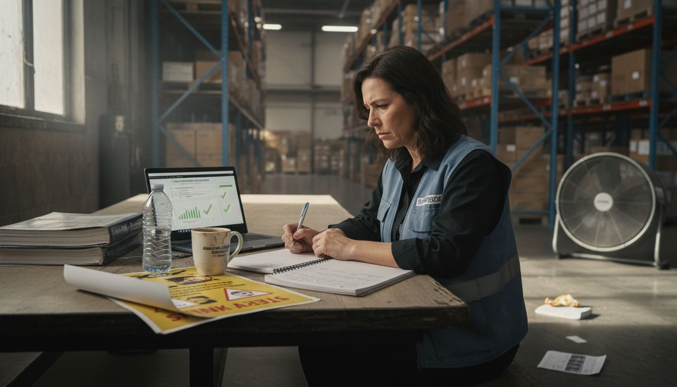 Supervisor reviewing online forklift certification