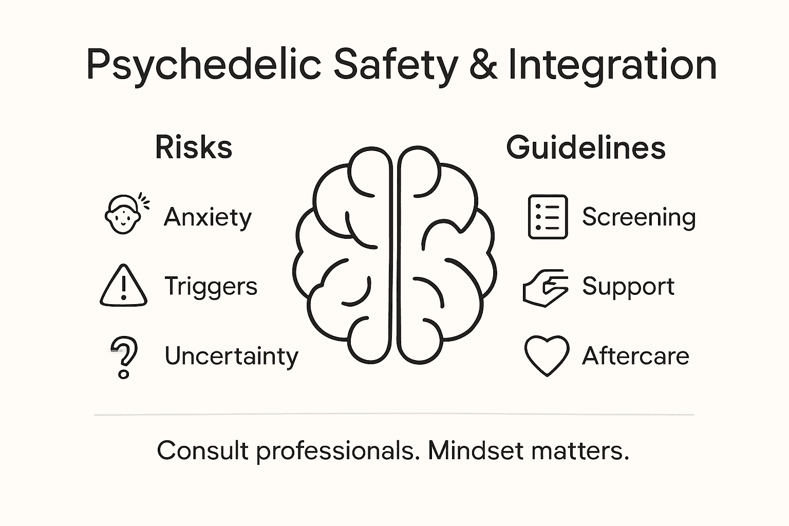 Infographic showing psychedelic safety guidelines overview