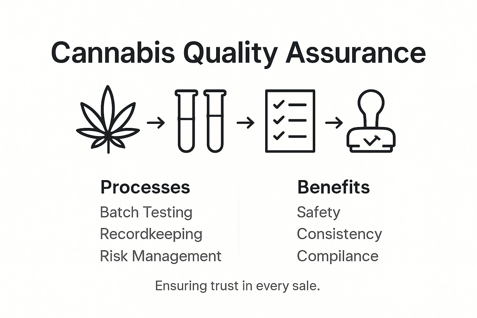 Infographic illustrating cannabis quality assurance steps