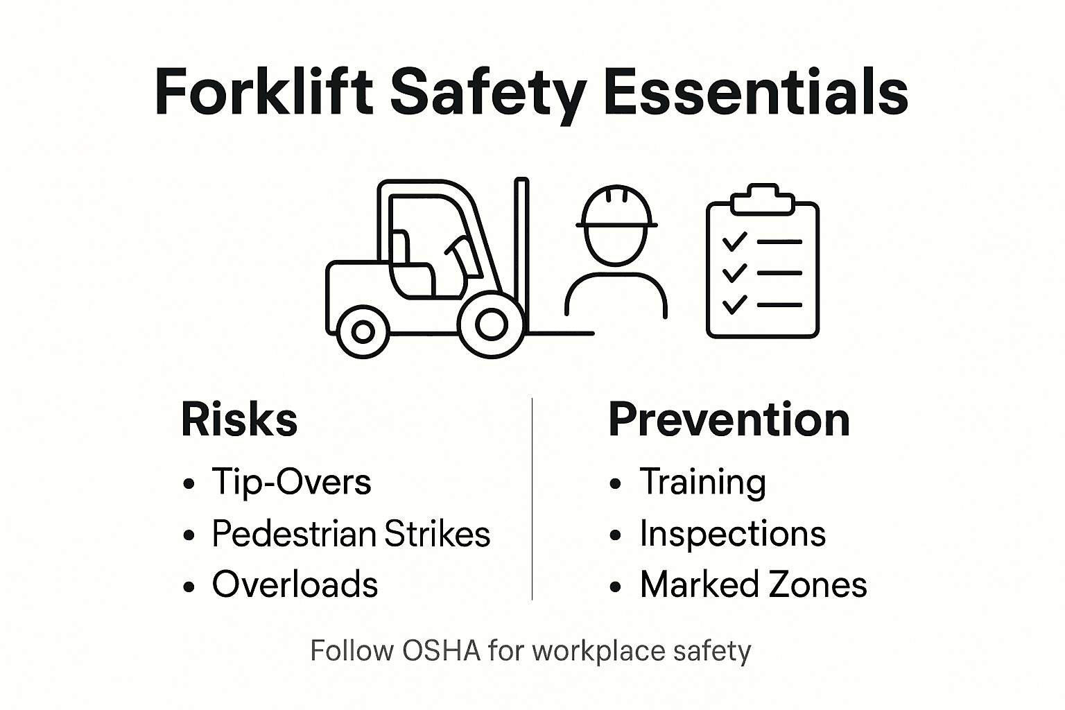 Infographic summarizes key forklift safety prevention