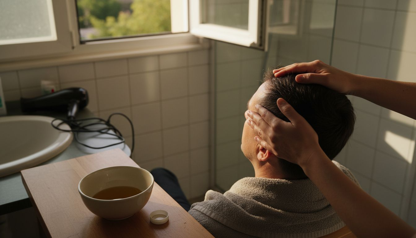 Close-up hands massaging scalp