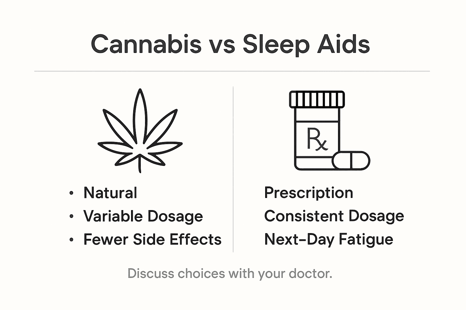 Infographic comparing cannabis and sleep medications