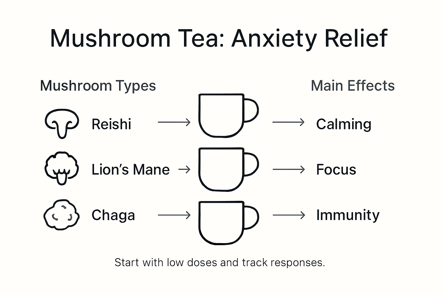 Infographic showing mushroom tea benefits for anxiety