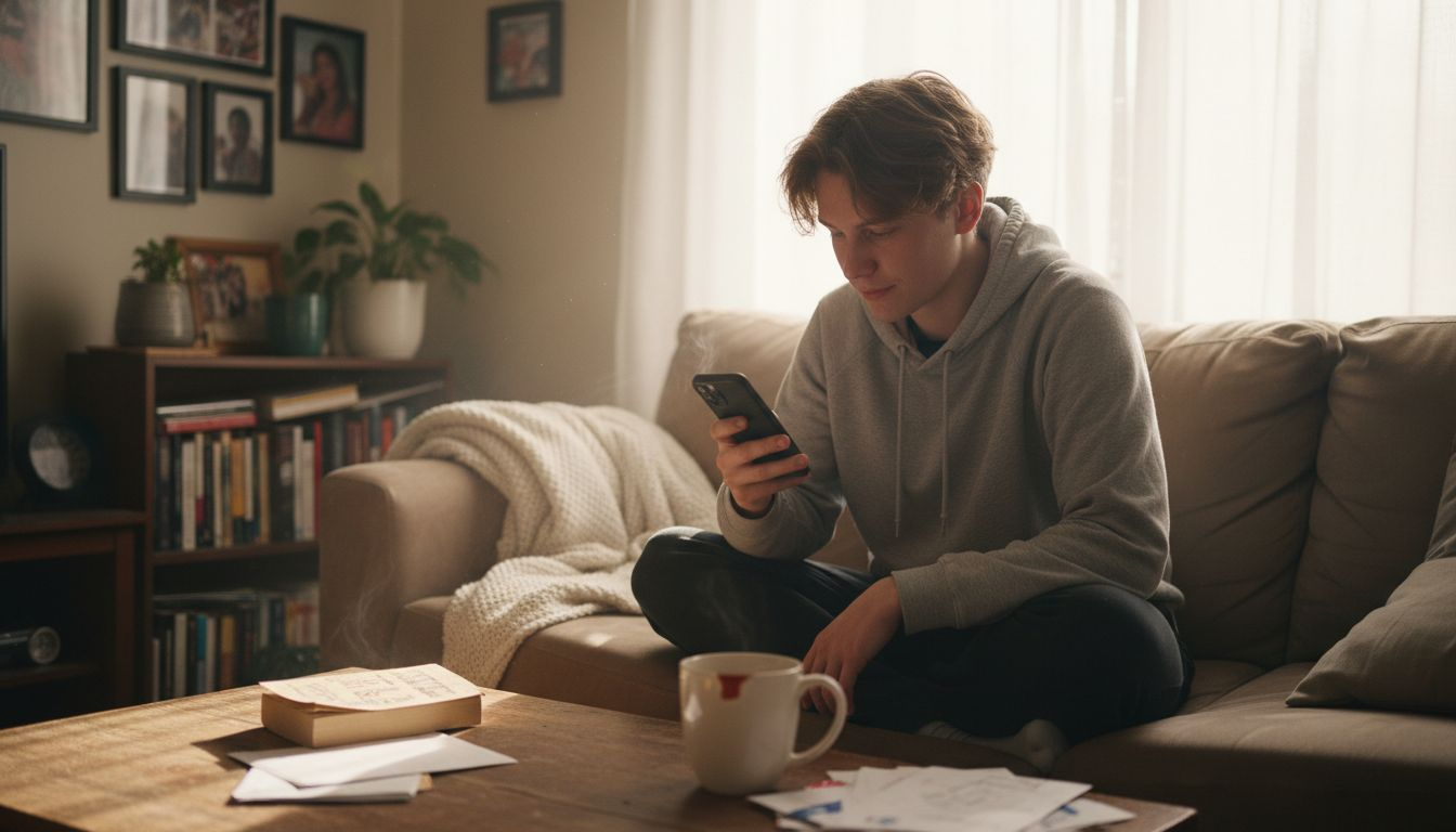 Person reflecting wellness and trust at home