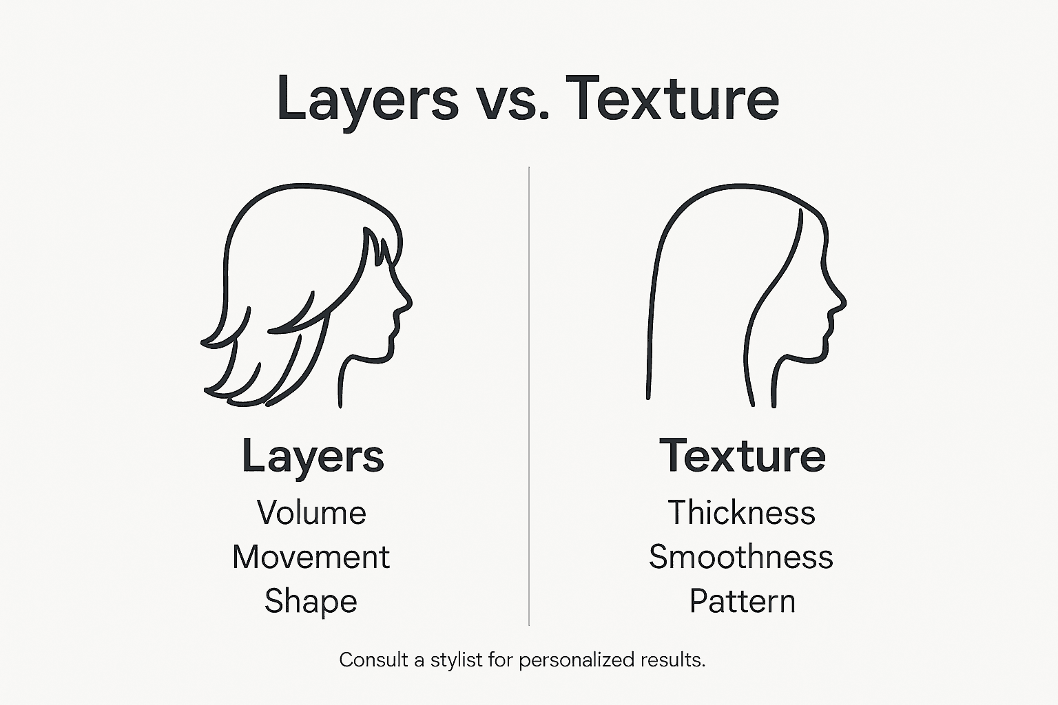 Infographic comparing hair layers and texture