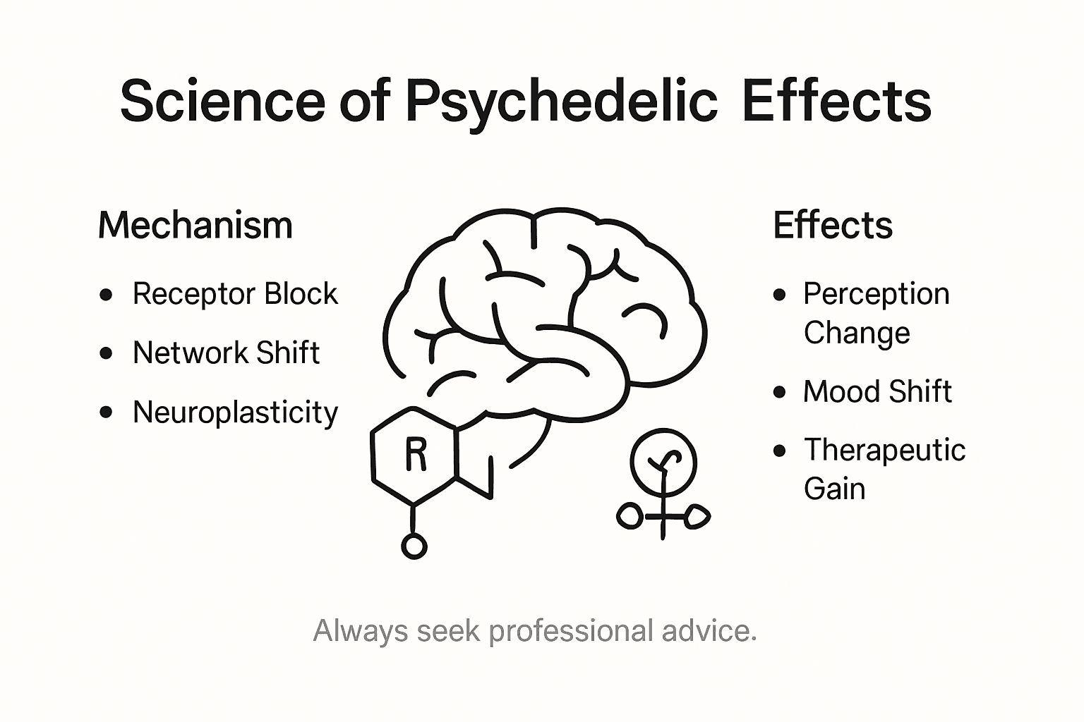 Infographic explaining psychedelic brain effects