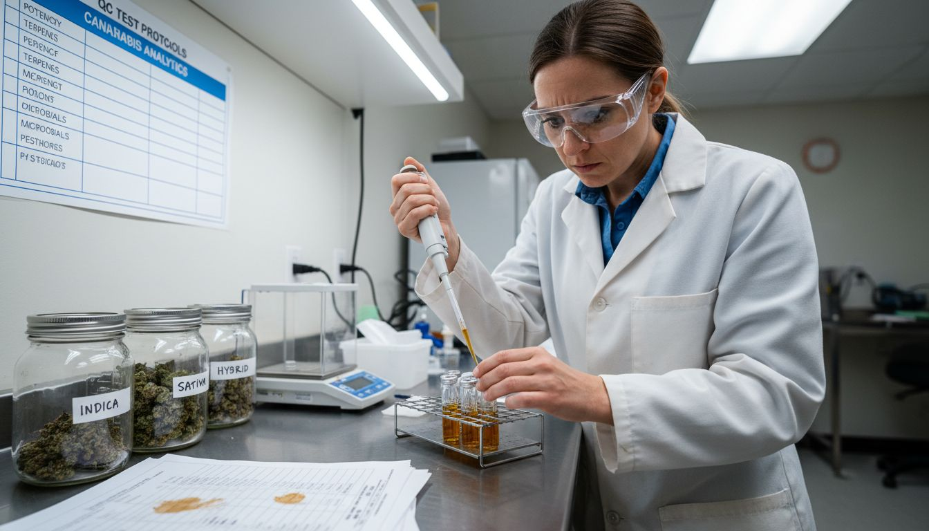 Lab technician tests cannabis product safety