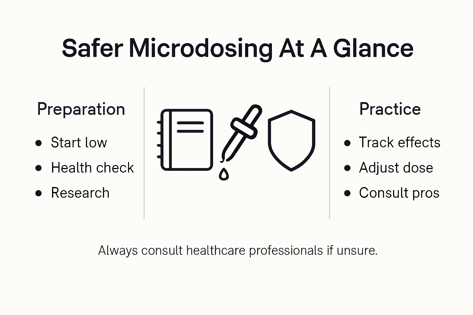 Infographic showing microdosing safety guidelines summary