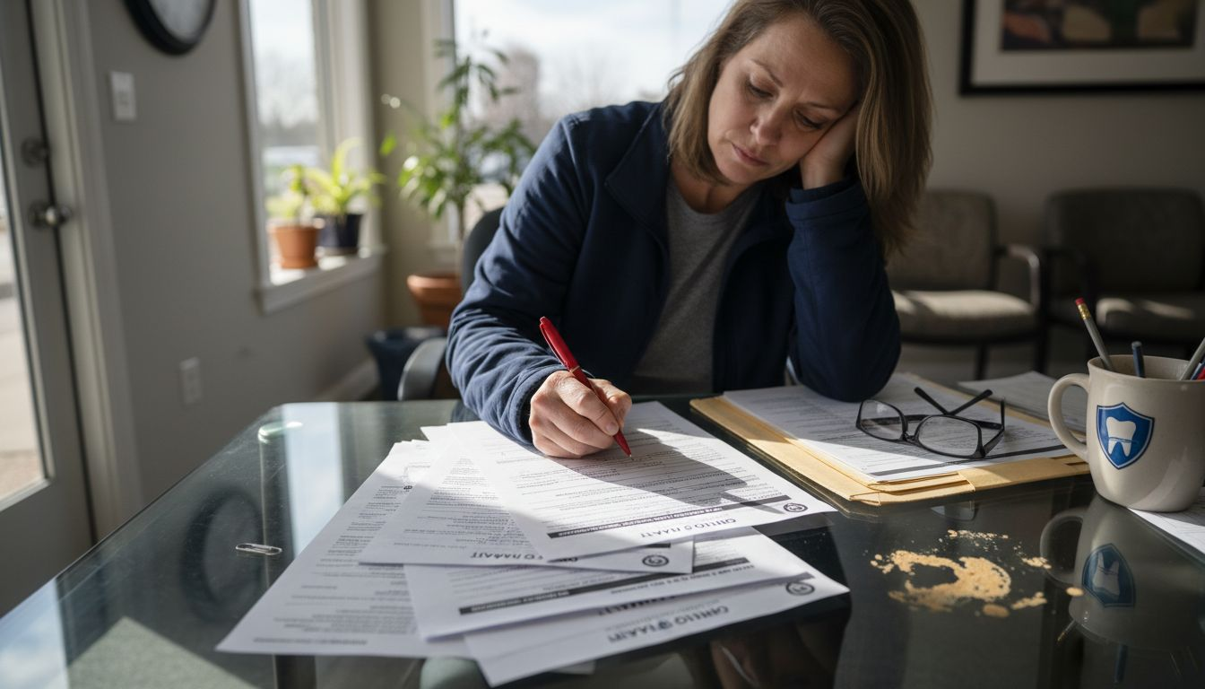 Parent reviewing Invisalign insurance paperwork