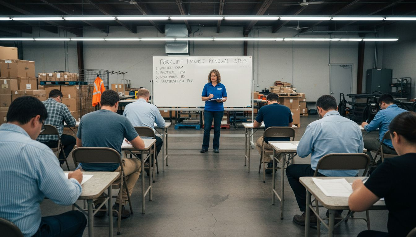 Forklift training classroom with instructor