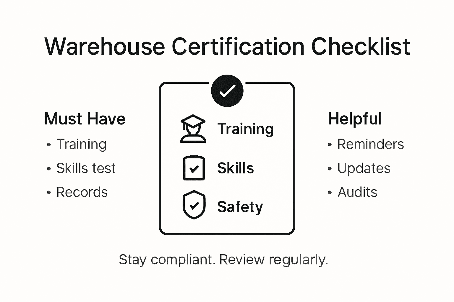 Infographic of warehouse certification checklist
