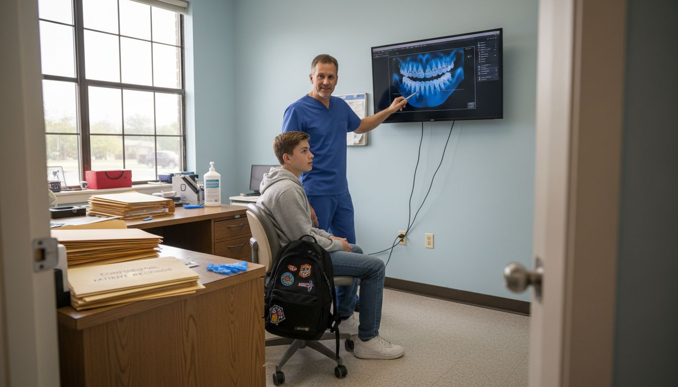 Orthodontist showing scan for overbite treatment