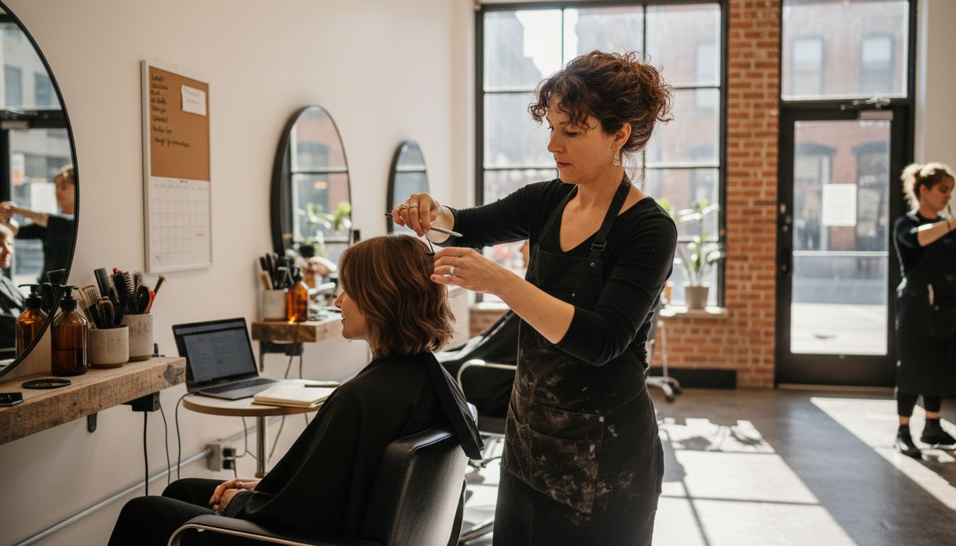 Hairstylist creating artistic hair transformation