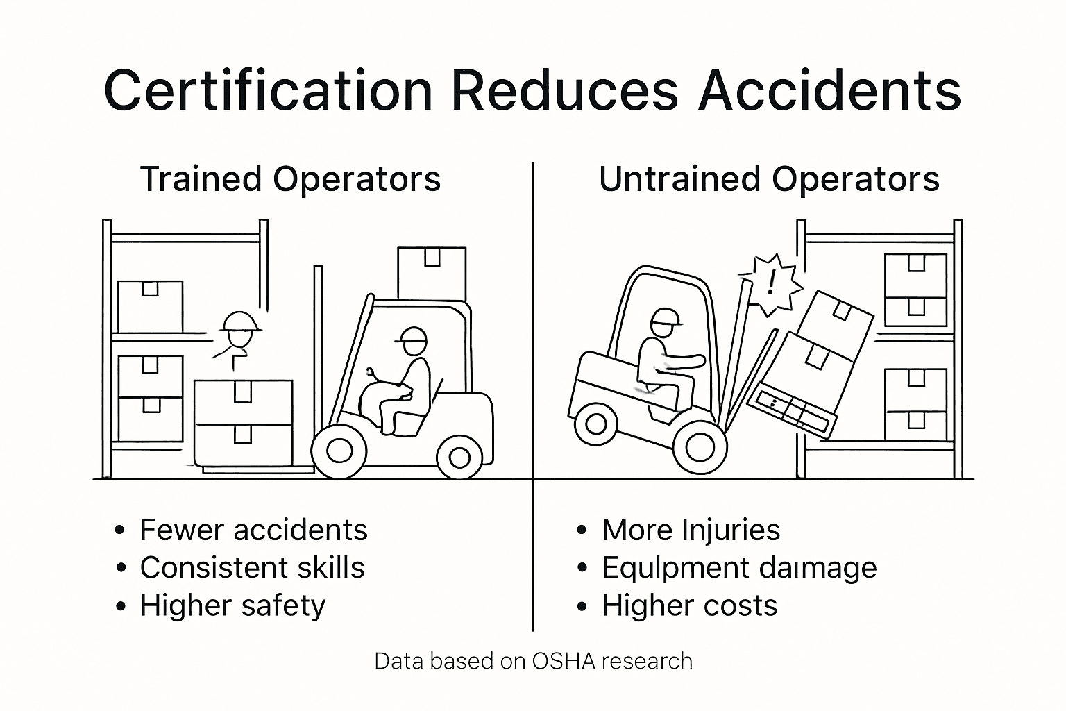Infographic forklift certification safety comparisons