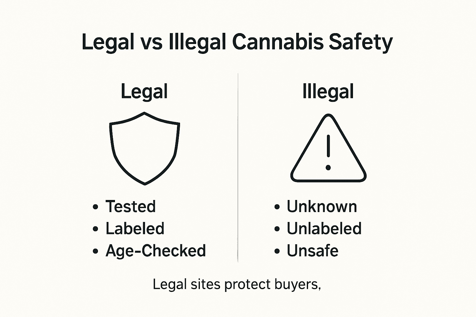 Infographic contrasting legal and illegal online cannabis