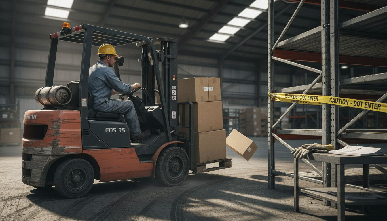 Operator rounding corner, load tipping