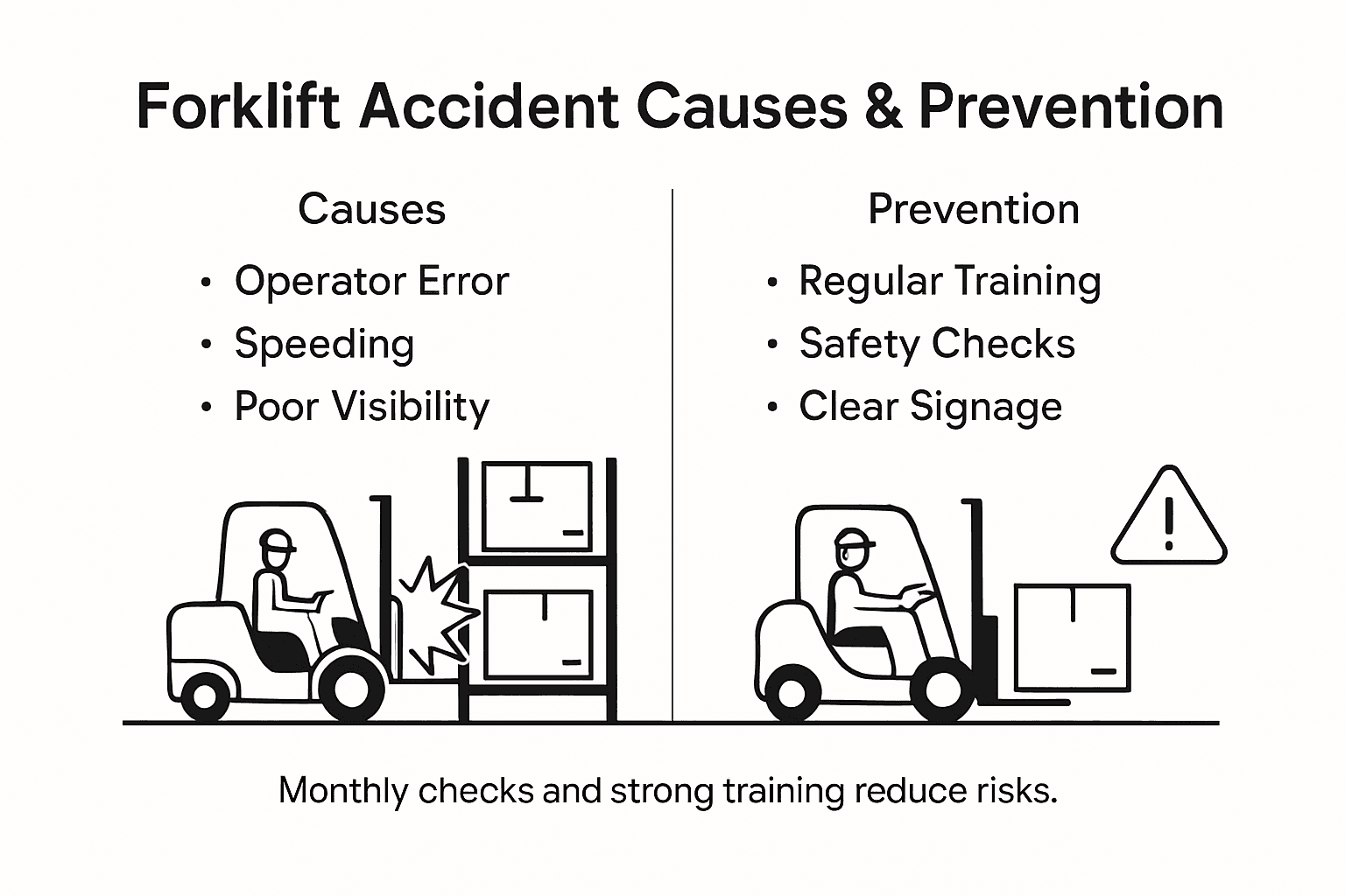 Infographic showing forklift accident causes and prevention