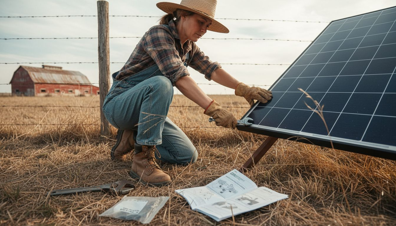Installing solar panel on ranch fence