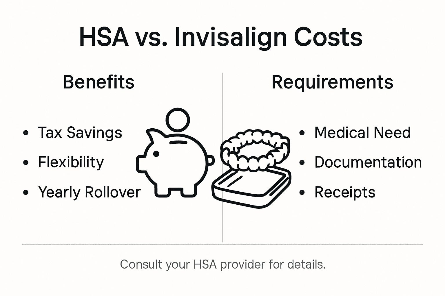 Infographic comparing HSA benefits and Invisalign coverage