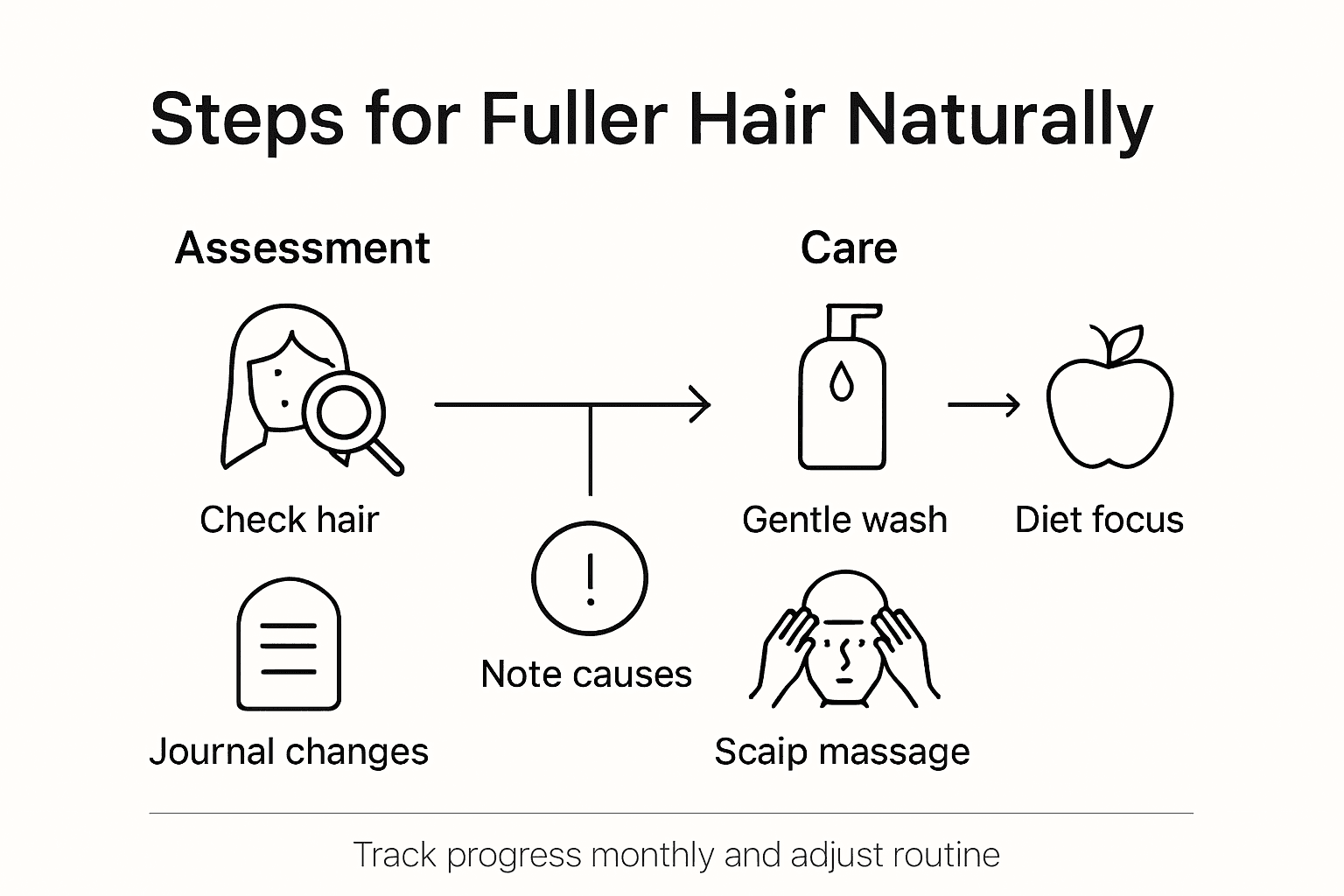 Infographic showing steps for fuller hair