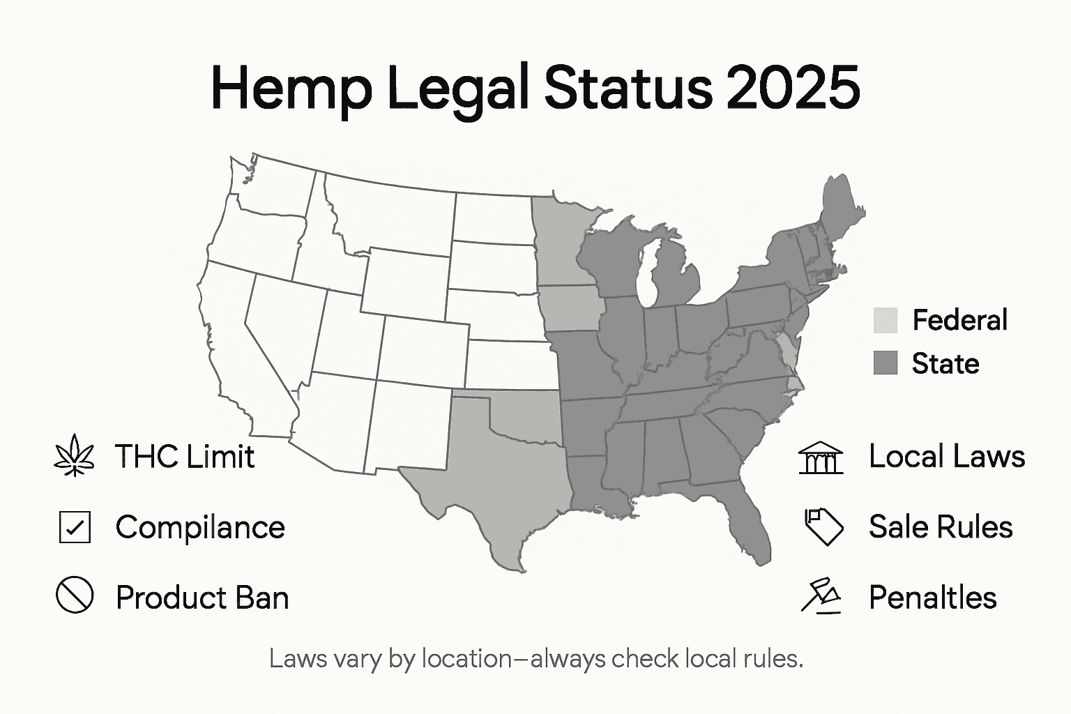 Infographic showing US hemp legal status summary