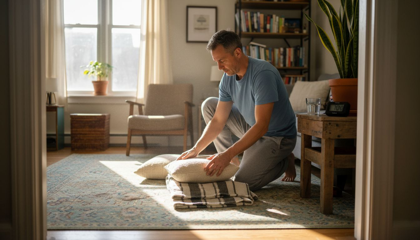 Setting up quiet room for psilocybin session