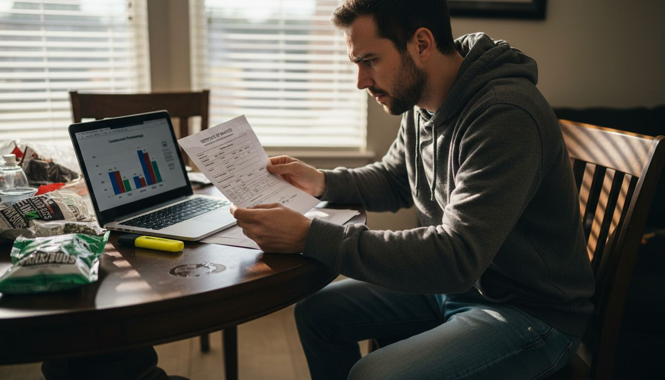 Man reviewing cannabis potency lab results