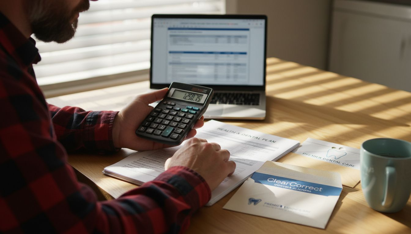 Parent reviewing aligner cost paperwork