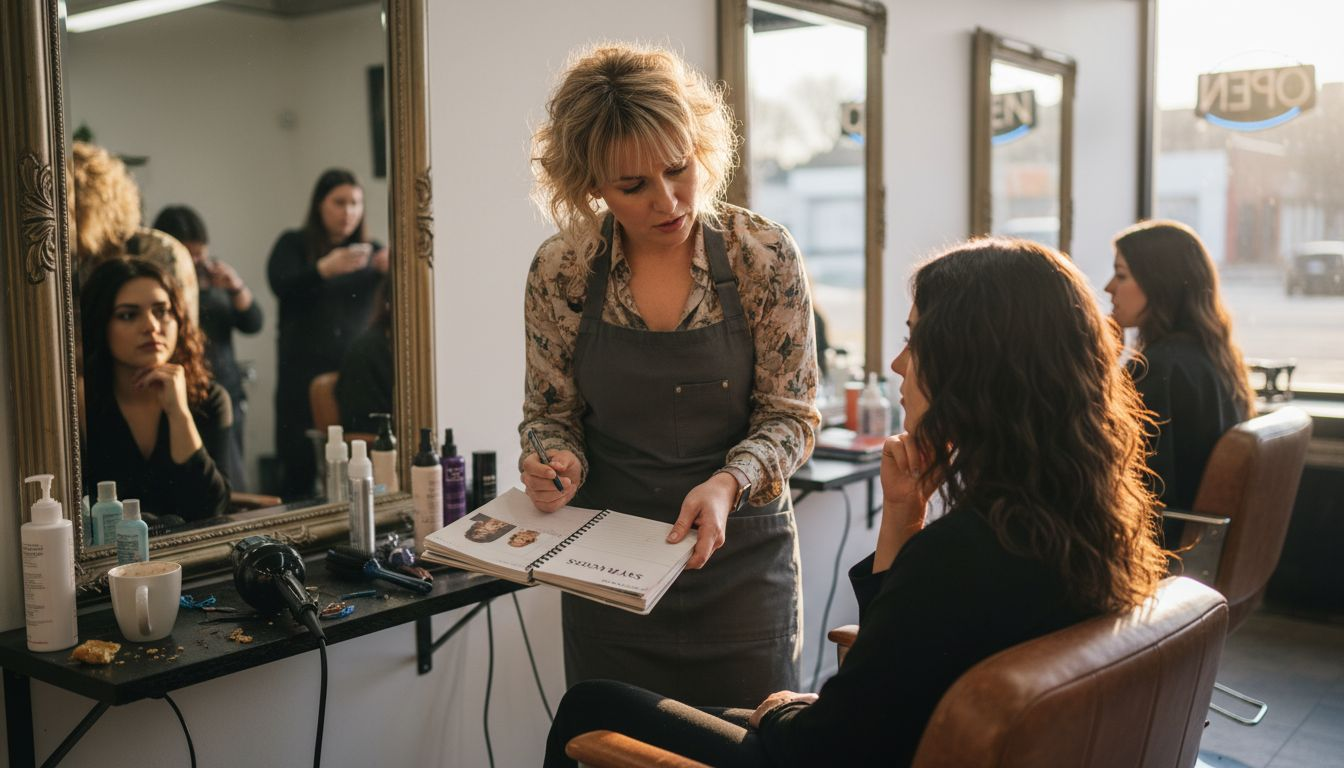 Stylist and client during hair consultation