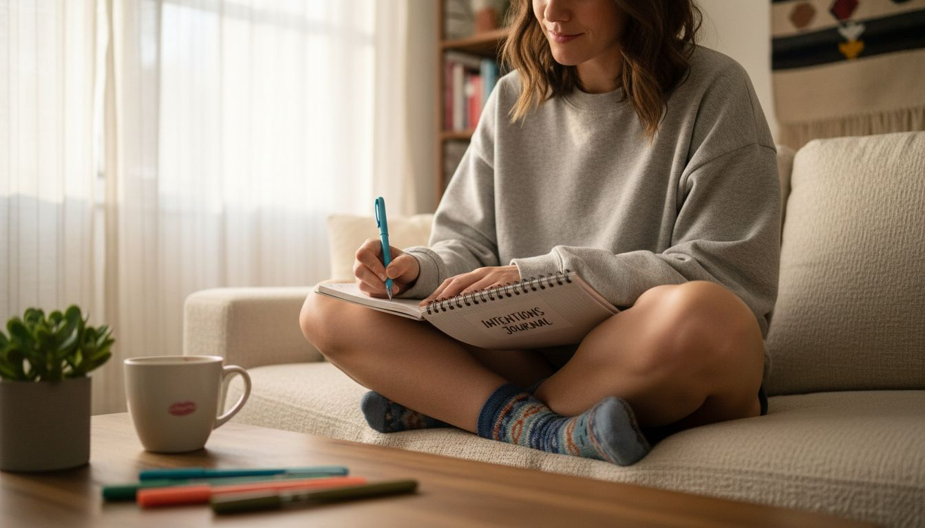 Woman journaling psilocybin intentions