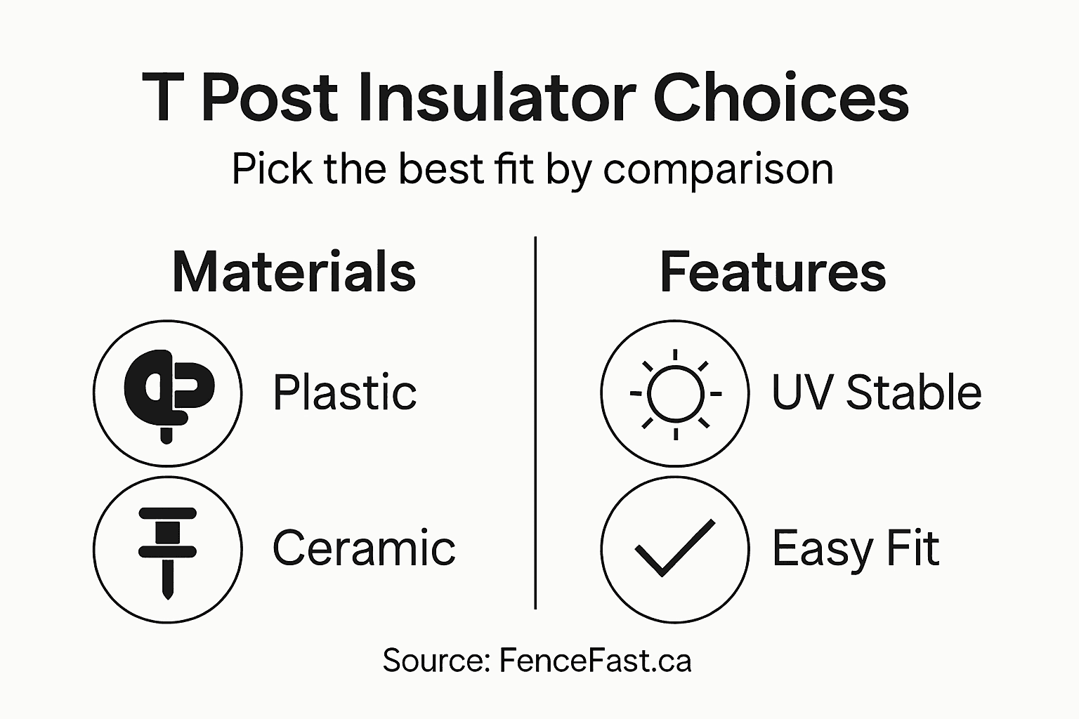 Infographic comparing T post insulator types