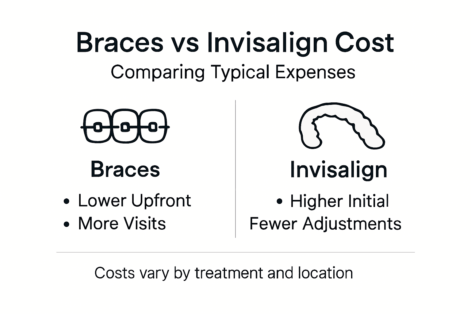 Infographic comparing costs of braces and Invisalign
