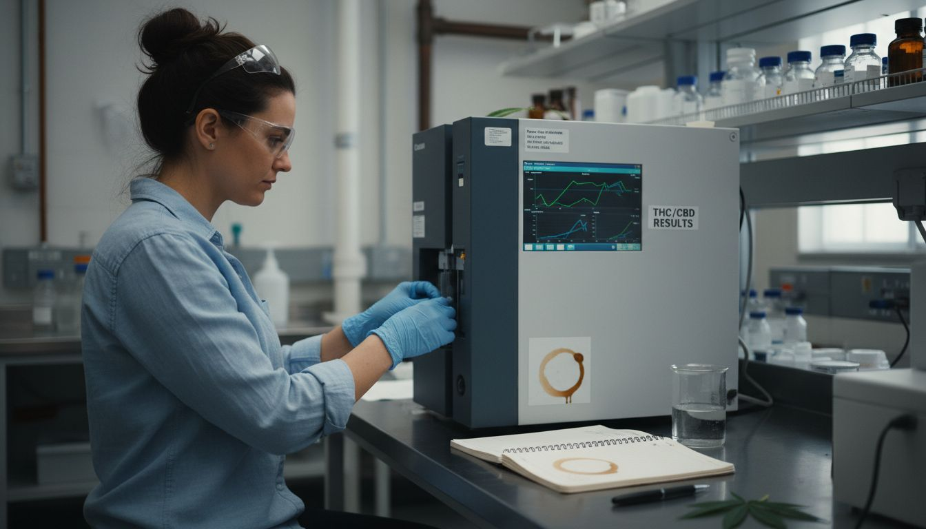 Scientist using cannabis potency equipment