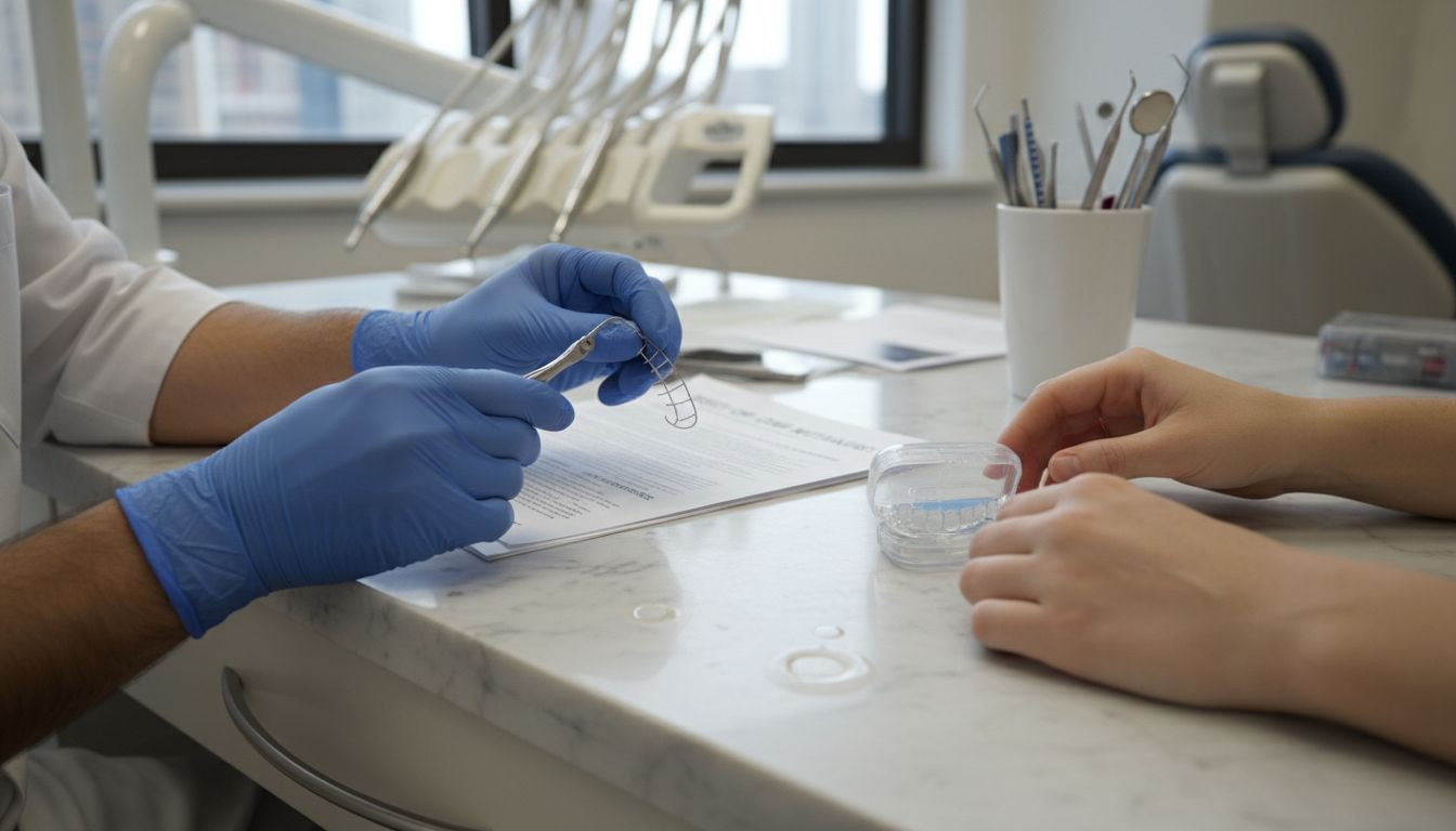 Hands compare fixed and removable retainers