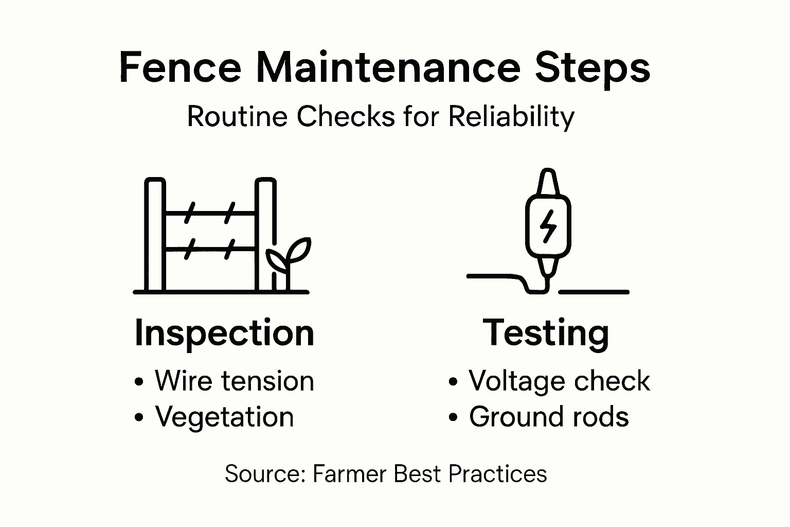 Infographic detailing electric fence maintenance steps