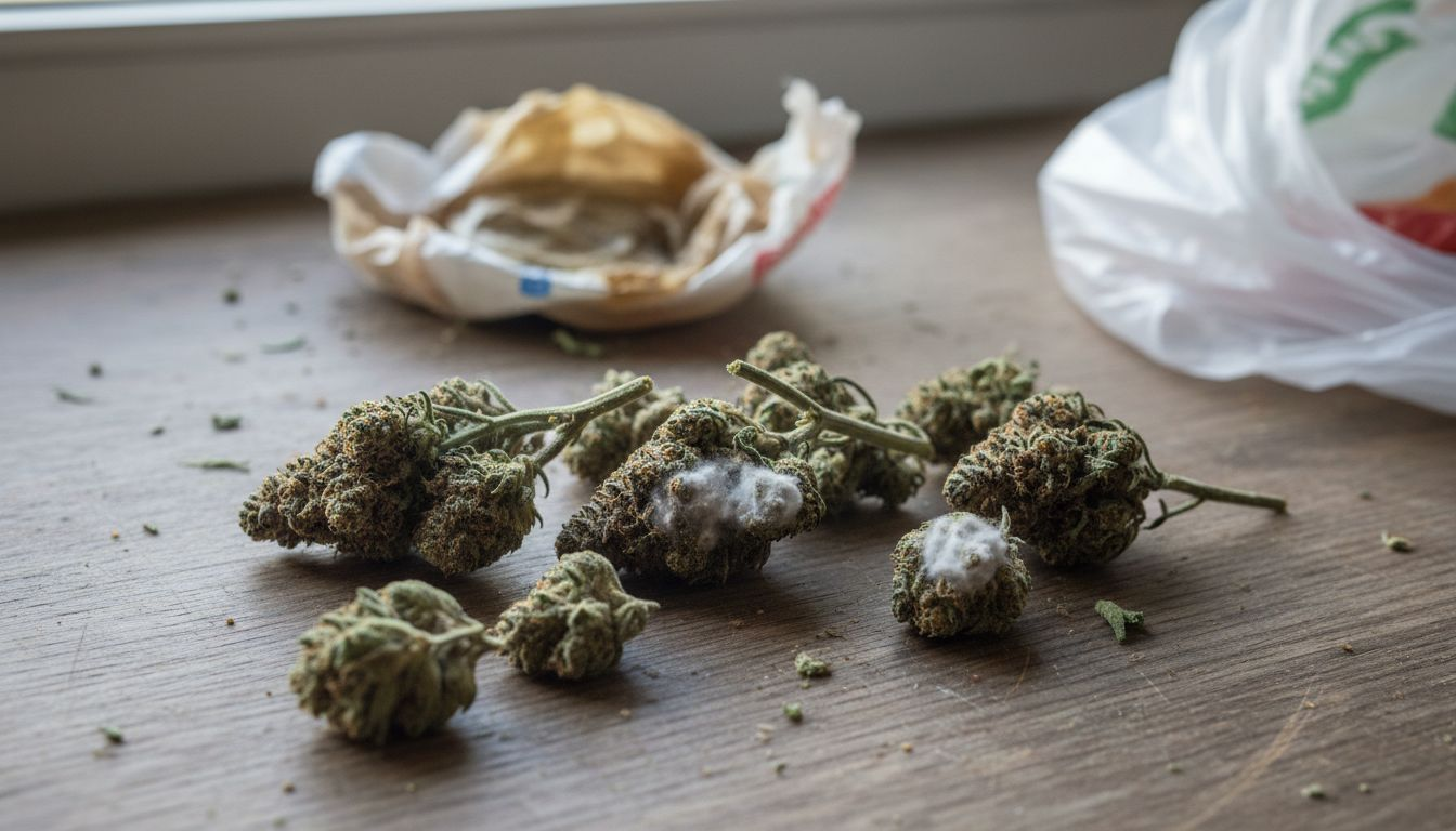 Discolored cannabis buds with visible flaws