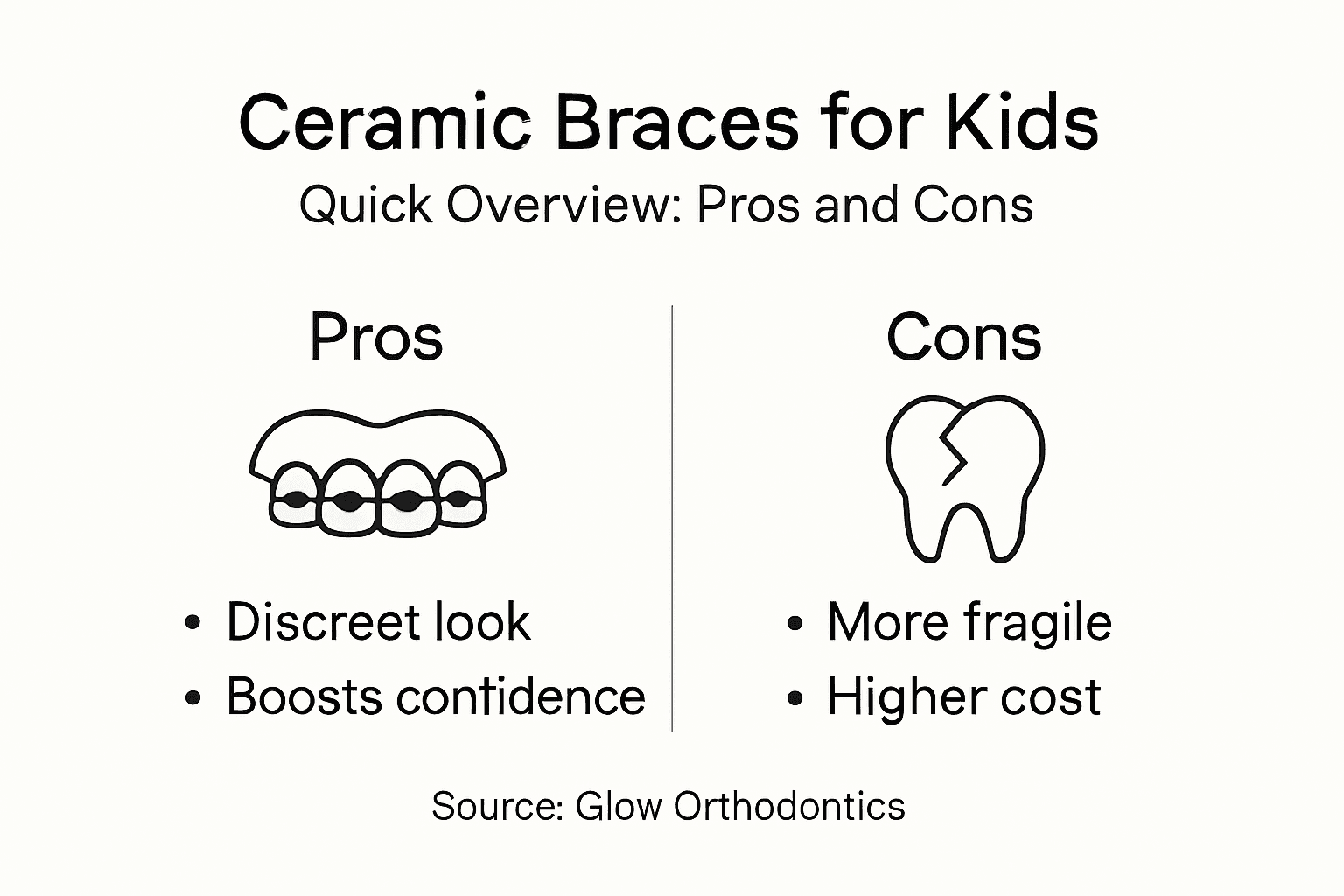Infographic showing ceramic braces pros and cons