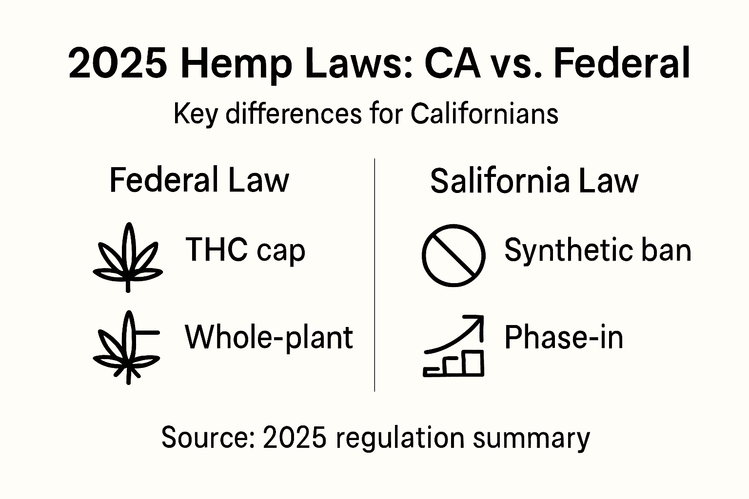 Infographic compares federal and California hemp laws