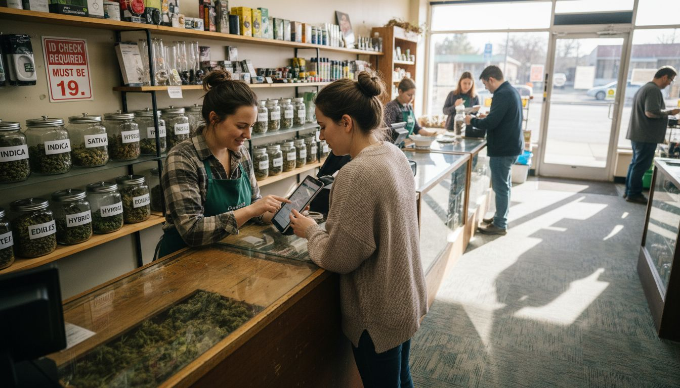 Customer buying cannabis in Canadian store