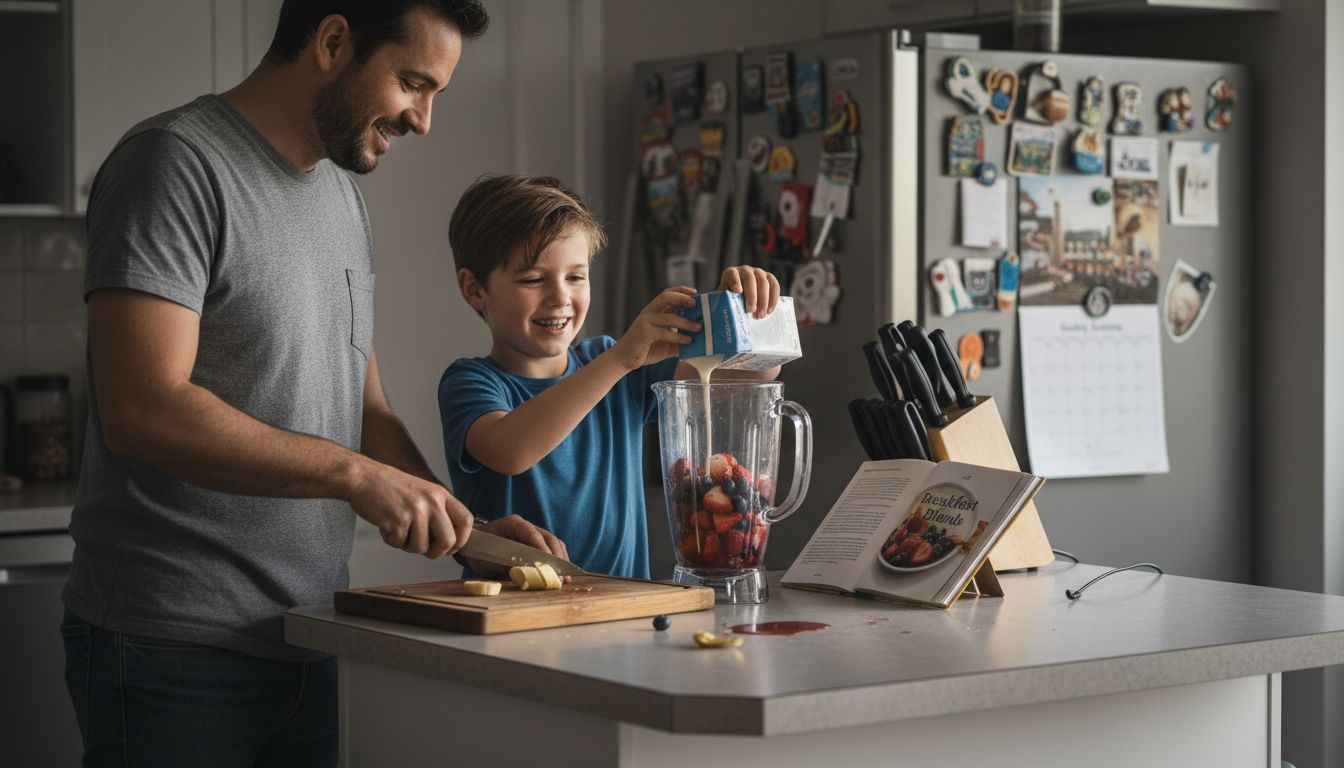 Family prepares soft meals together