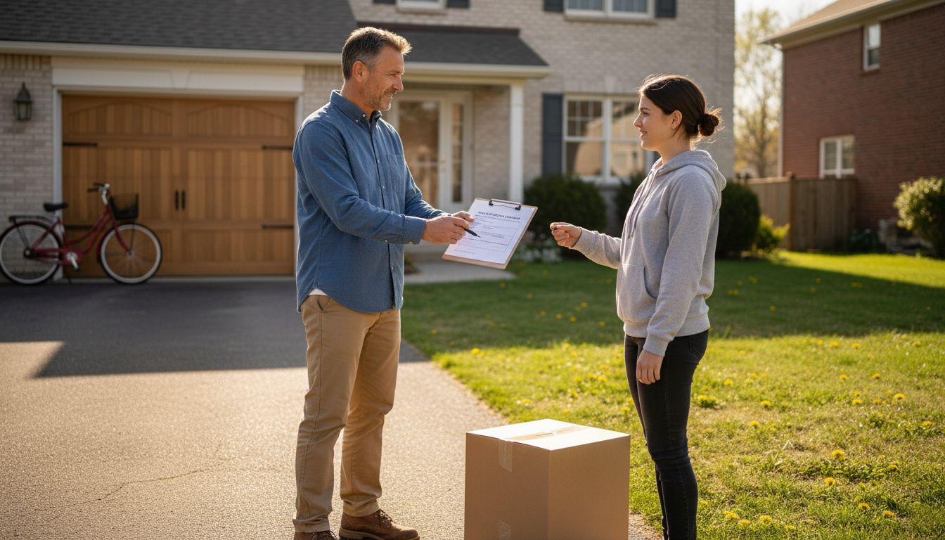 Delivery driver gets adult signature for package