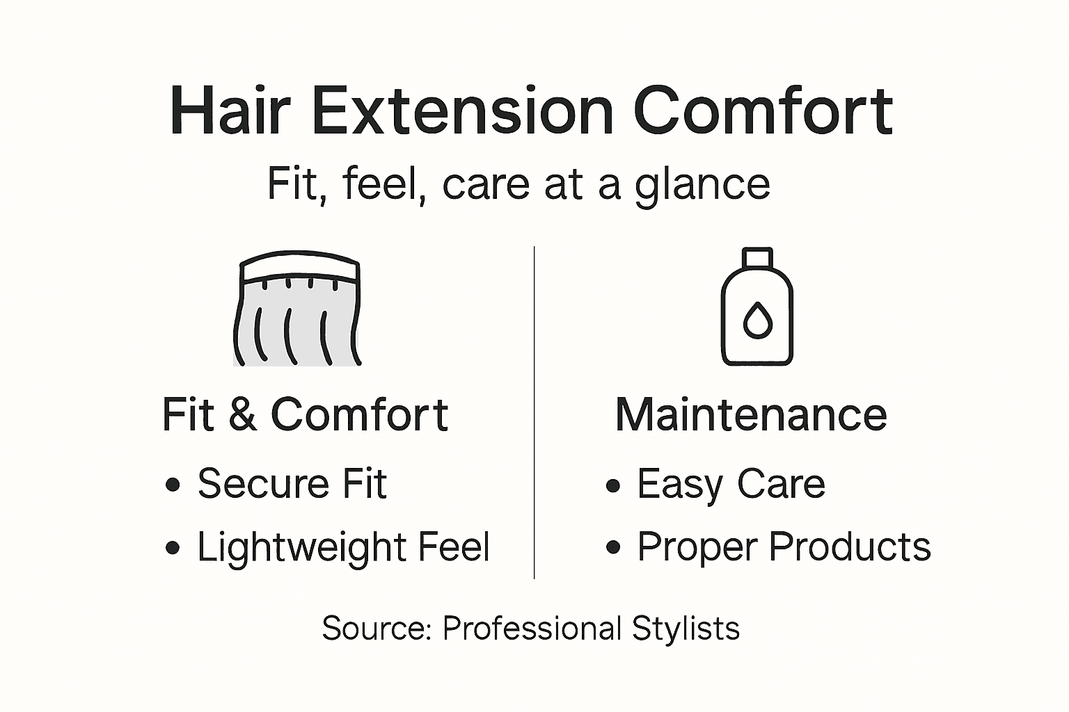 Infographic about fit, comfort, care for extensions