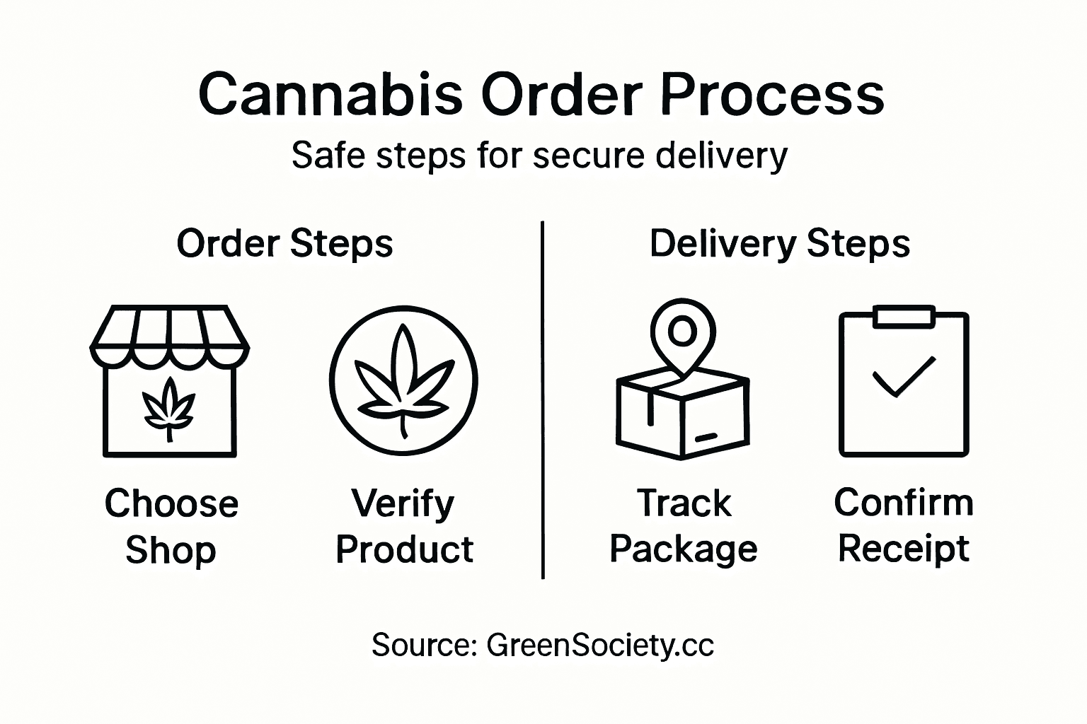 Infographic of cannabis purchase and delivery steps