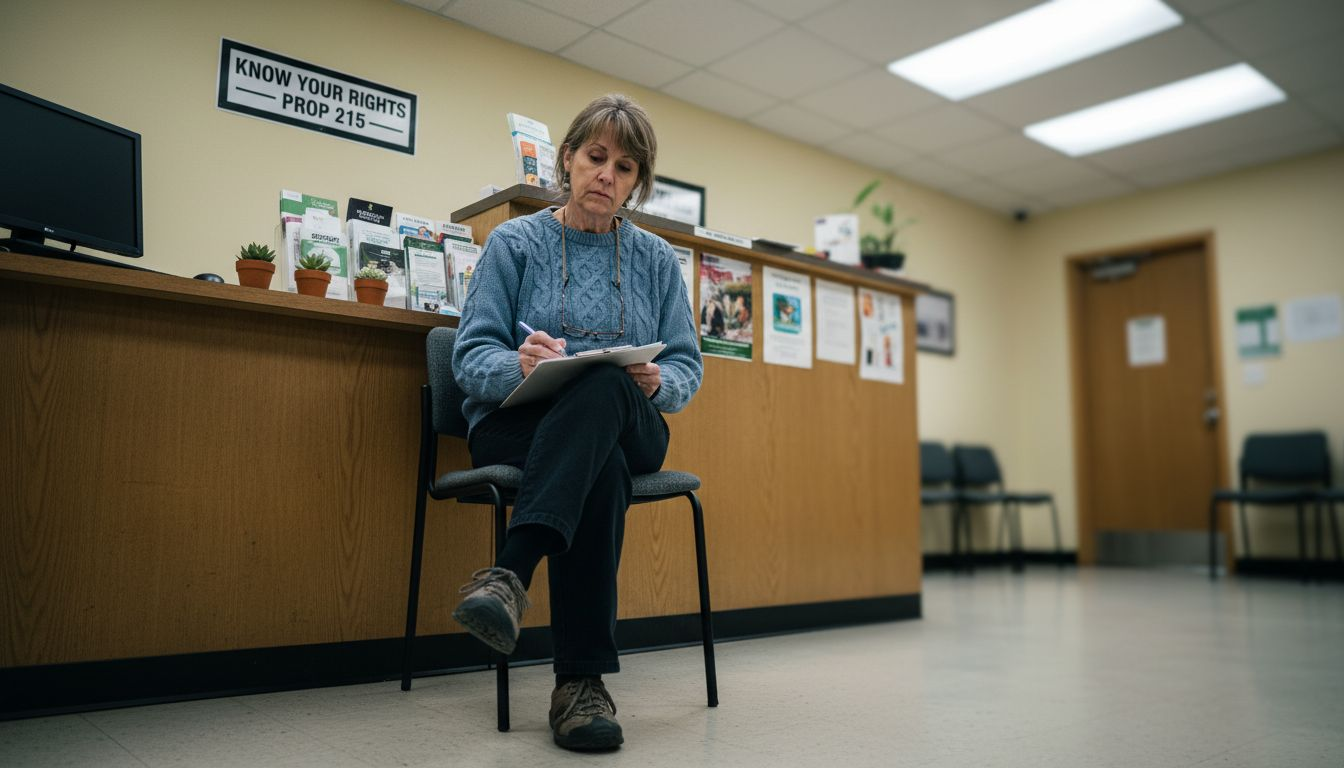 Patient completing form at marijuana clinic