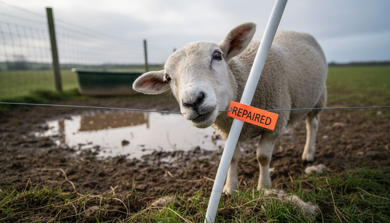 Sheep testing Gallagher electric fence safety