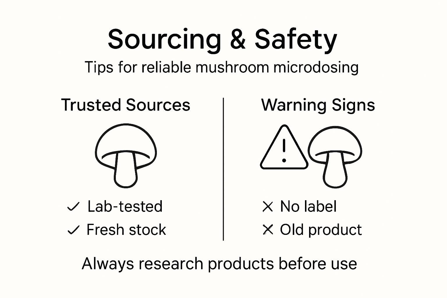 Infographic showing sourcing and safety tips