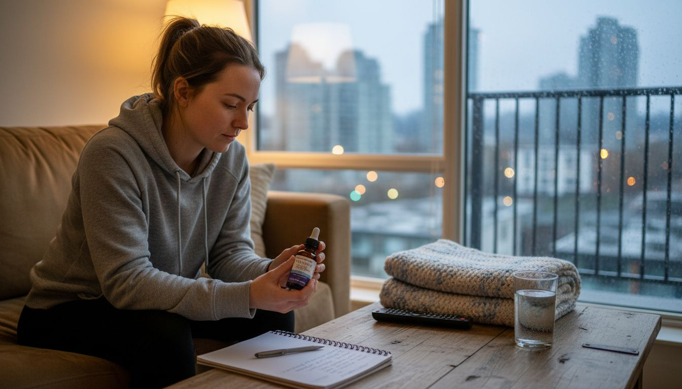 Woman recording THC sleep journal entry