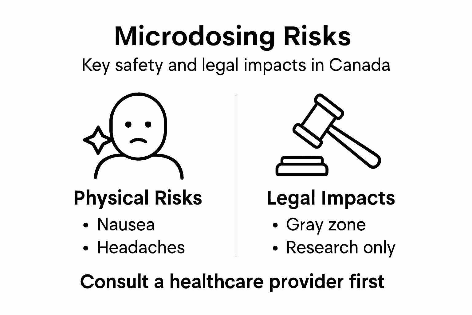 Infographic showing microdosing risks and legal status