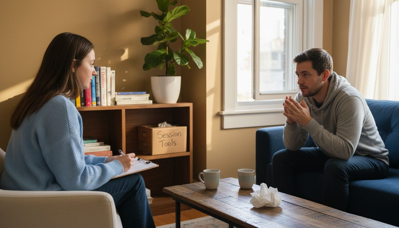 Therapist and client discuss psilocybin therapy